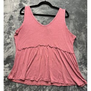 Rue21 Babydoll Tank Top‎ Women's 1X Mauve Pink Plus Size Pleated